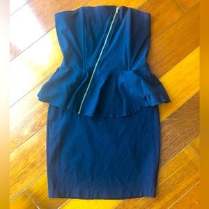 Kaitlyn Navy Blue Bodycon Peplum Mini Dress